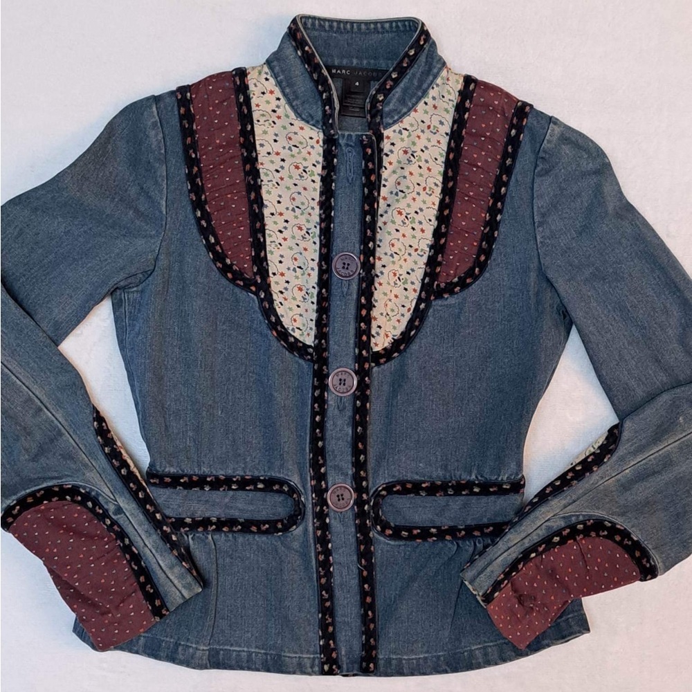 Wmns Vintage Marc Jacobs Denim Floral Patch Jacket